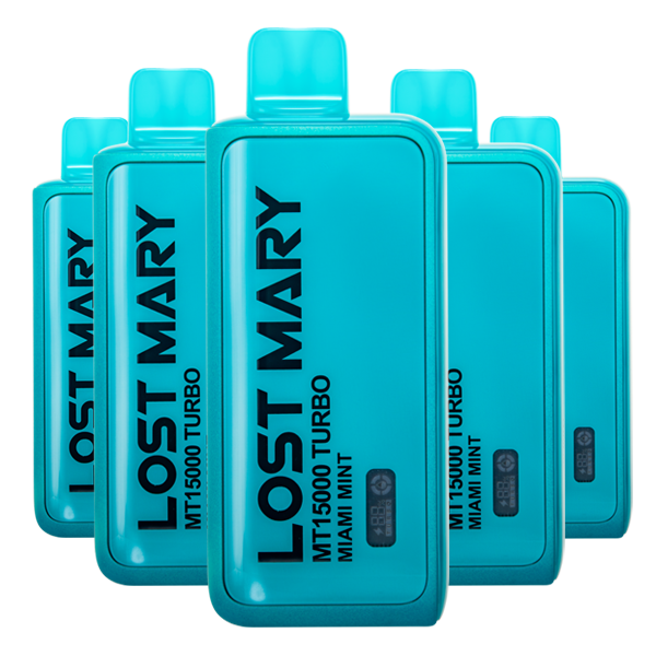 5 Pack Lost Mary Miami Mint MT15000 Turbo Disposable Vape Mi-Pod 5 Pack Lost Mary Miami Mint MT15000 Turbo Disposable Vape Mi-Pod