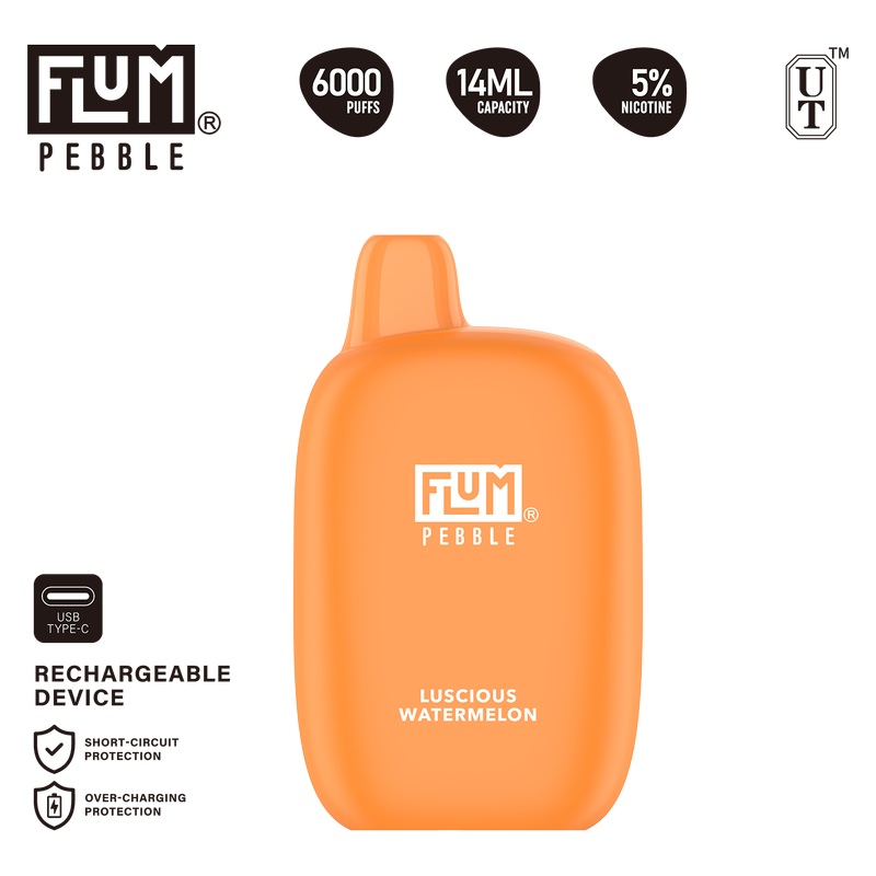 Flum Pebble Luscious Watermelon Disposable Vape 6000 Puffs Mi-Pod Flum Pebble Luscious Watermelon Disposable Vape 6000 Puffs Mi-Pod