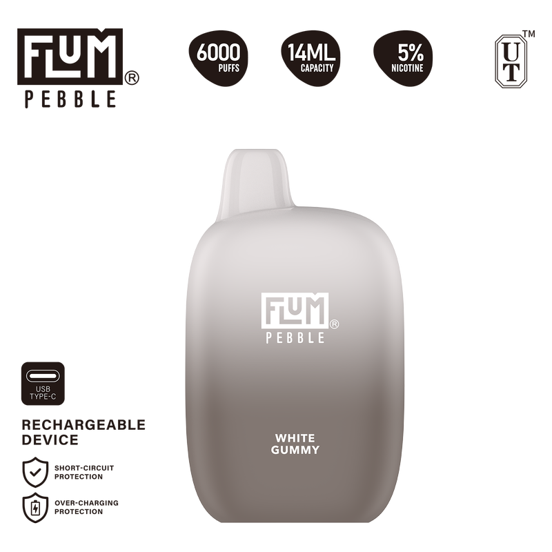 Flum Pebble White Gummy Disposable Vape 6000 Puffs Mi-Pod Flum Pebble White Gummy Disposable Vape 6000 Puffs Mi-Pod